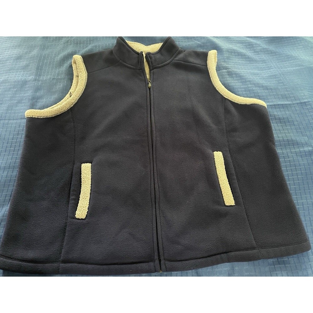DENIM & CO navy blue fleece zip close vest  Women's Sz 2X